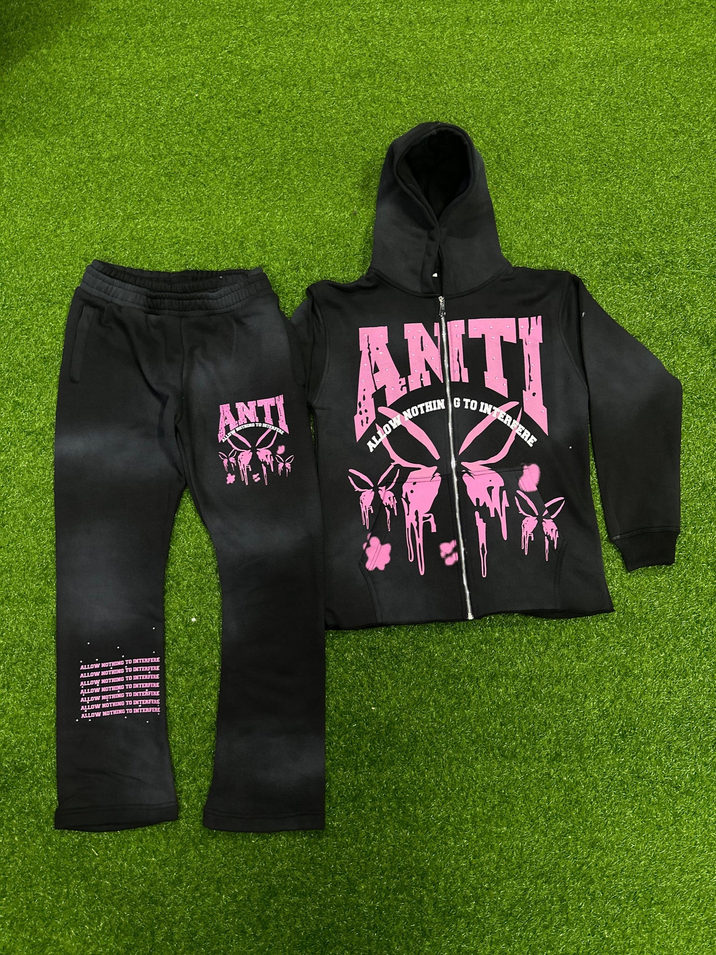 Pink Anti Apparel Zip Up Hoodie Set