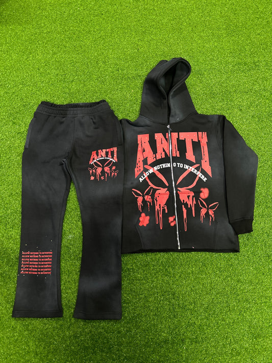 Red Anti Apparel Zip Up Hoodie Set